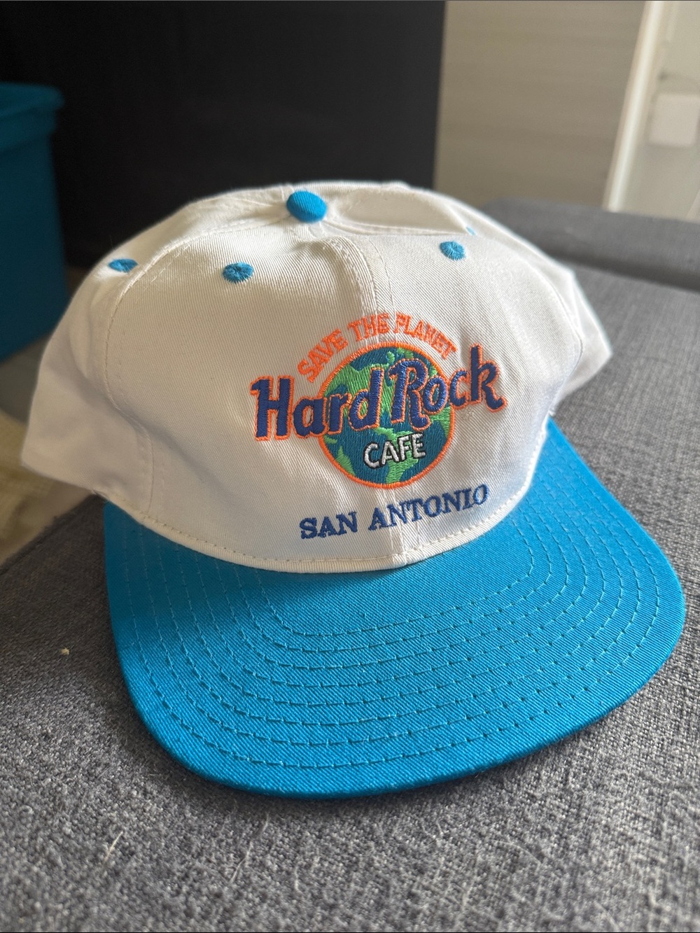 Hard Rock Cafe San Antonio White and Blue Snapback Hat